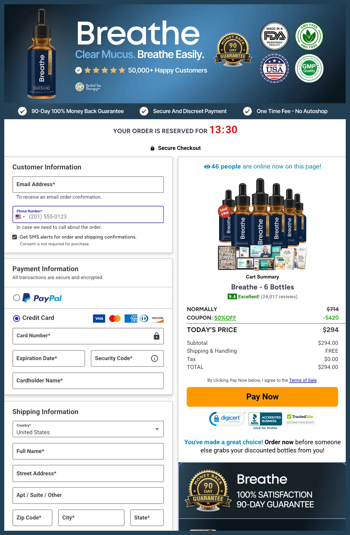 Breathe Official Website Secure Order Page